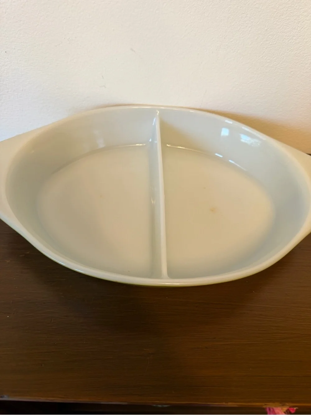 Pyrex White and Olive Green Floral Covered Casserole 1 Quart